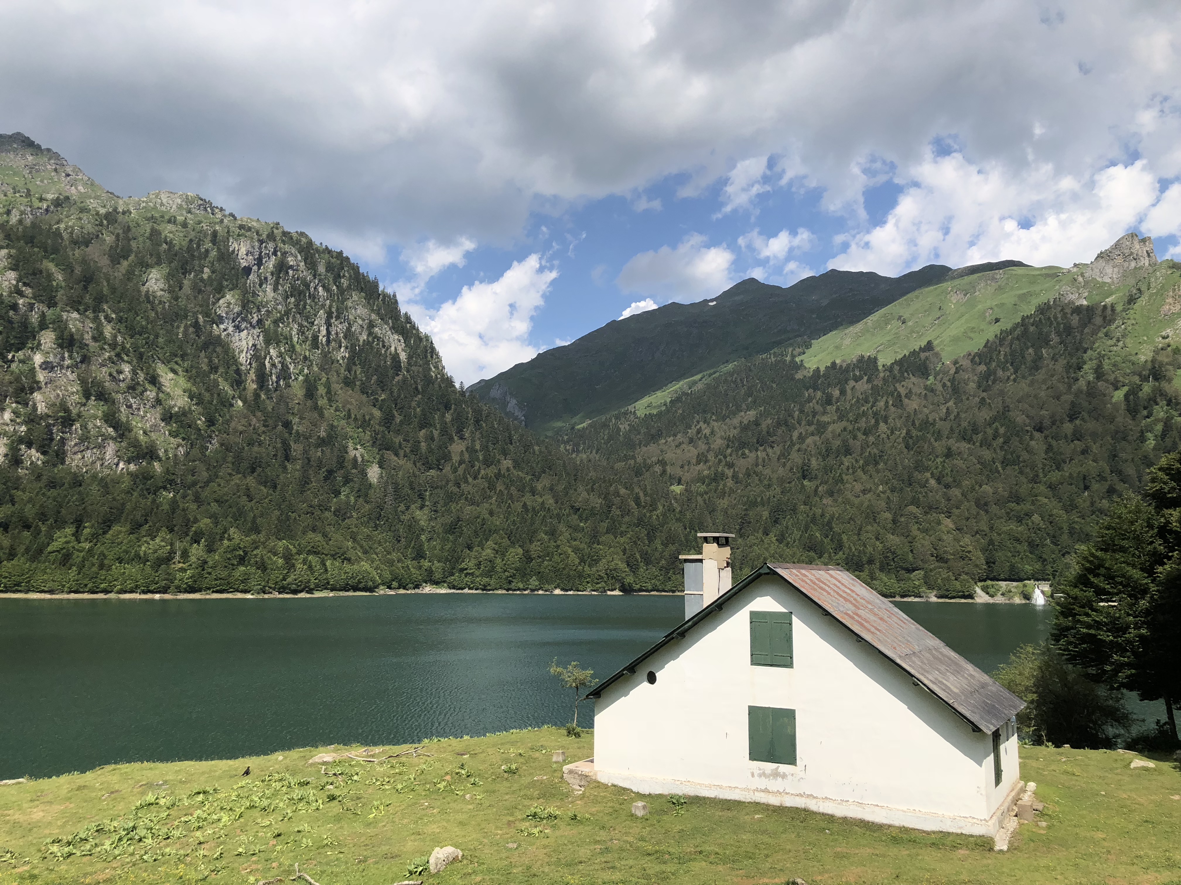 Pretty lake with cabin