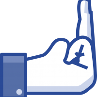 A Facebook "like" hand with the middle finger raised